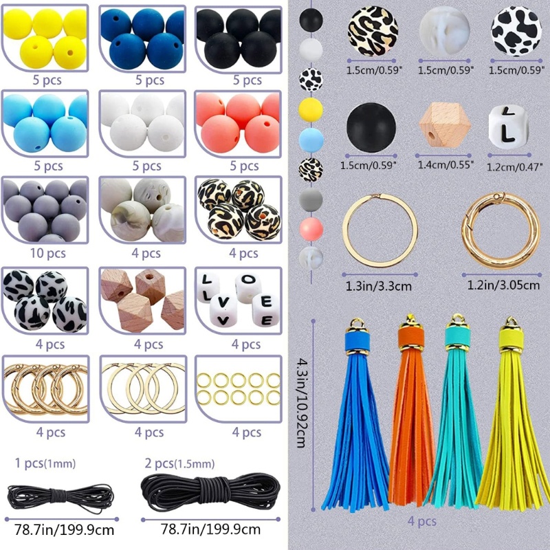 Zzz Manik-Manik Silikon Poligonal Dengan Tali Elastis Untuk Membuat Gantungan Kunci DIY