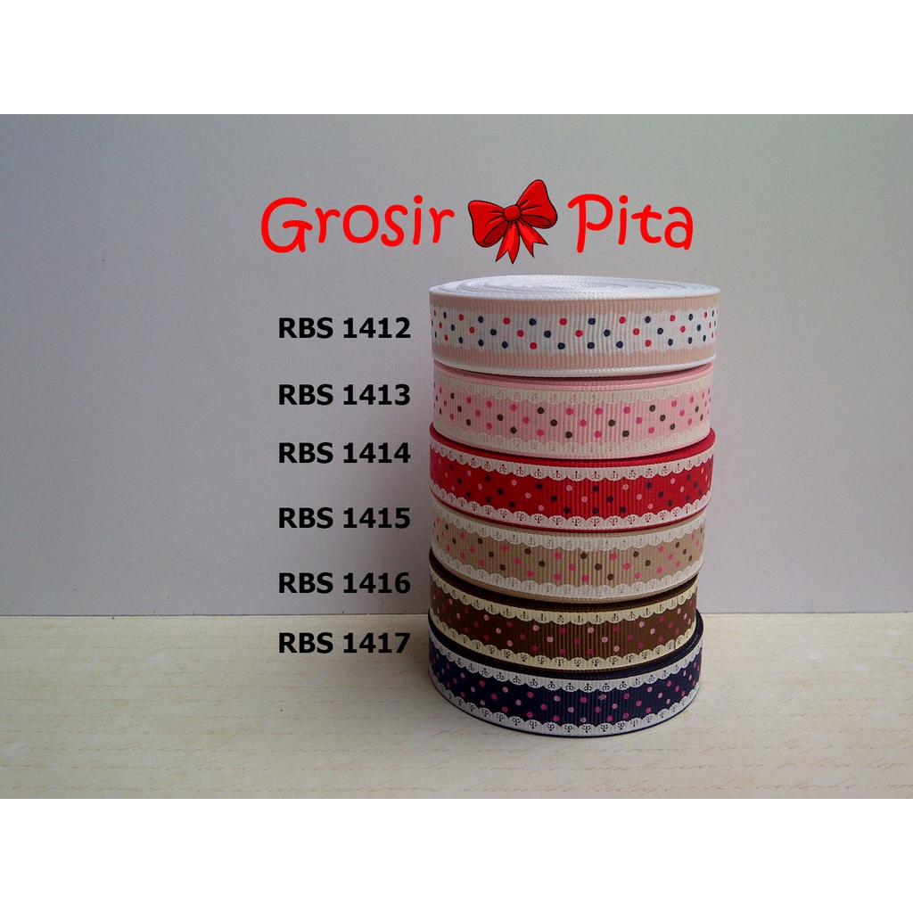 

(25 yard) Pita Grosgrain Motif Polkadot RBS 1412,1413,1414,1415,1416,1417 | Toko Bahan Craft | Grosir Pita