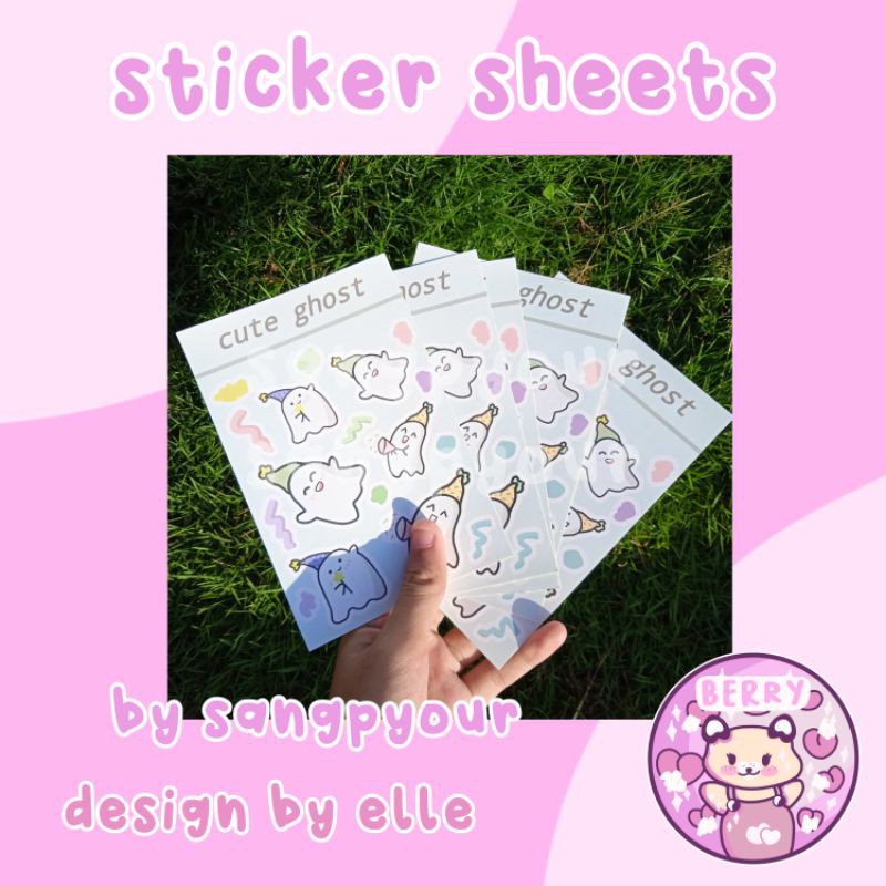 

cute ghost sticker sheets by sangpyour!!! sticker Journal,planned,notes,scrapbook,cute,aesthetic..