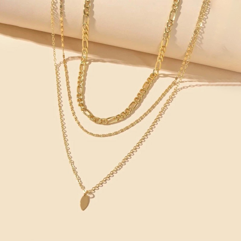 2 Pcs Kalung Wanita Korea Choker Kalung Multilayer Emas Daun Gaya Vintage Untuk Aksesoris Fashion Wanita Necklace