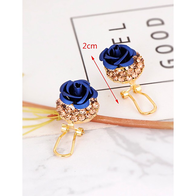 LRC Anting Tusuk Fashion Flower&amp;diamond Decorated E50799