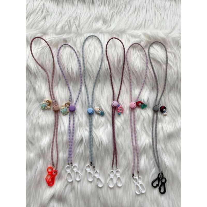 Strap Masker Hijab Clay Princess Premium Lucu Gantungan Tali Pita mutiara Kalung Rantai Hanmade