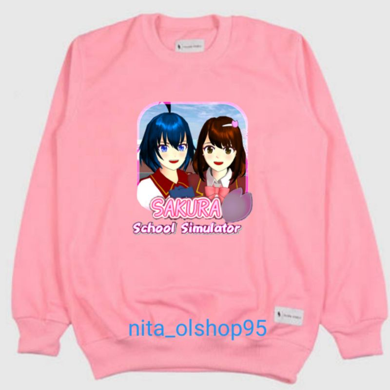 sweater crewneck sakura pink baby ungu Lilac sakura school simulator