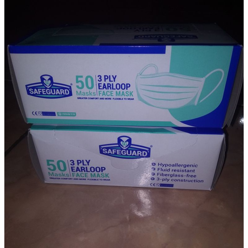 MASKER 3 PLY EARLOOP MASKER SAFEGUARD BY SENSI ISI 50 PCS MASKER BEDAH MASKER ANTI DEBU