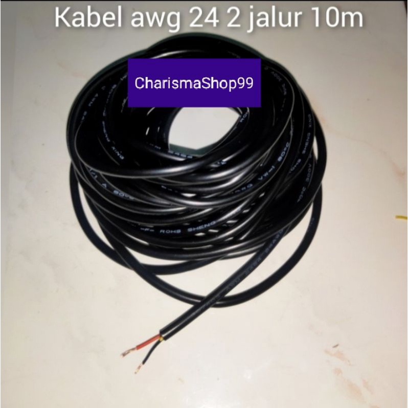 Kabel awg 24 10m 2 jalur + selongsong