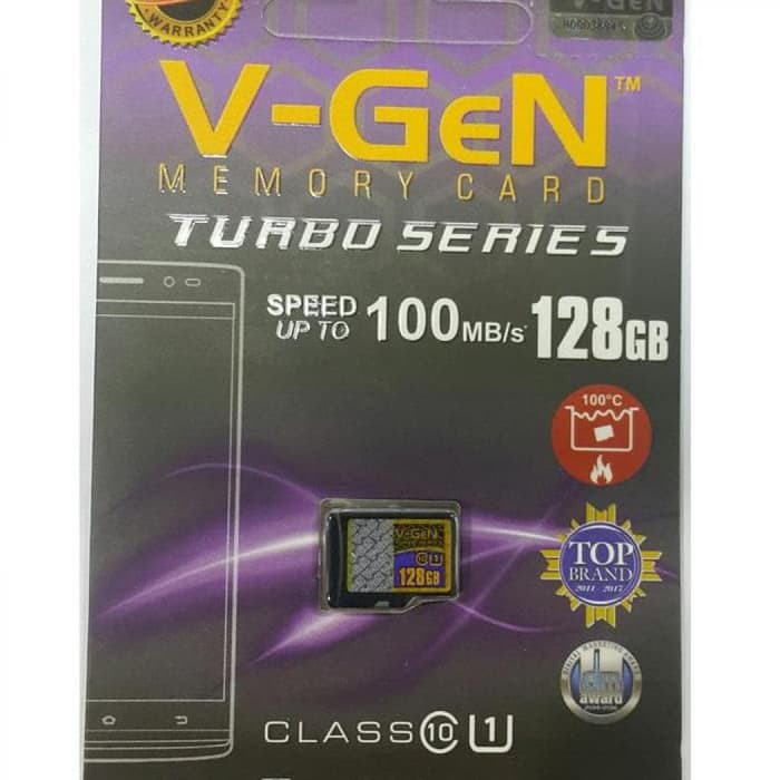Micro SD VGen 128GB Class 10 TURBO | microSD HC V-Gen 128 GB Class10