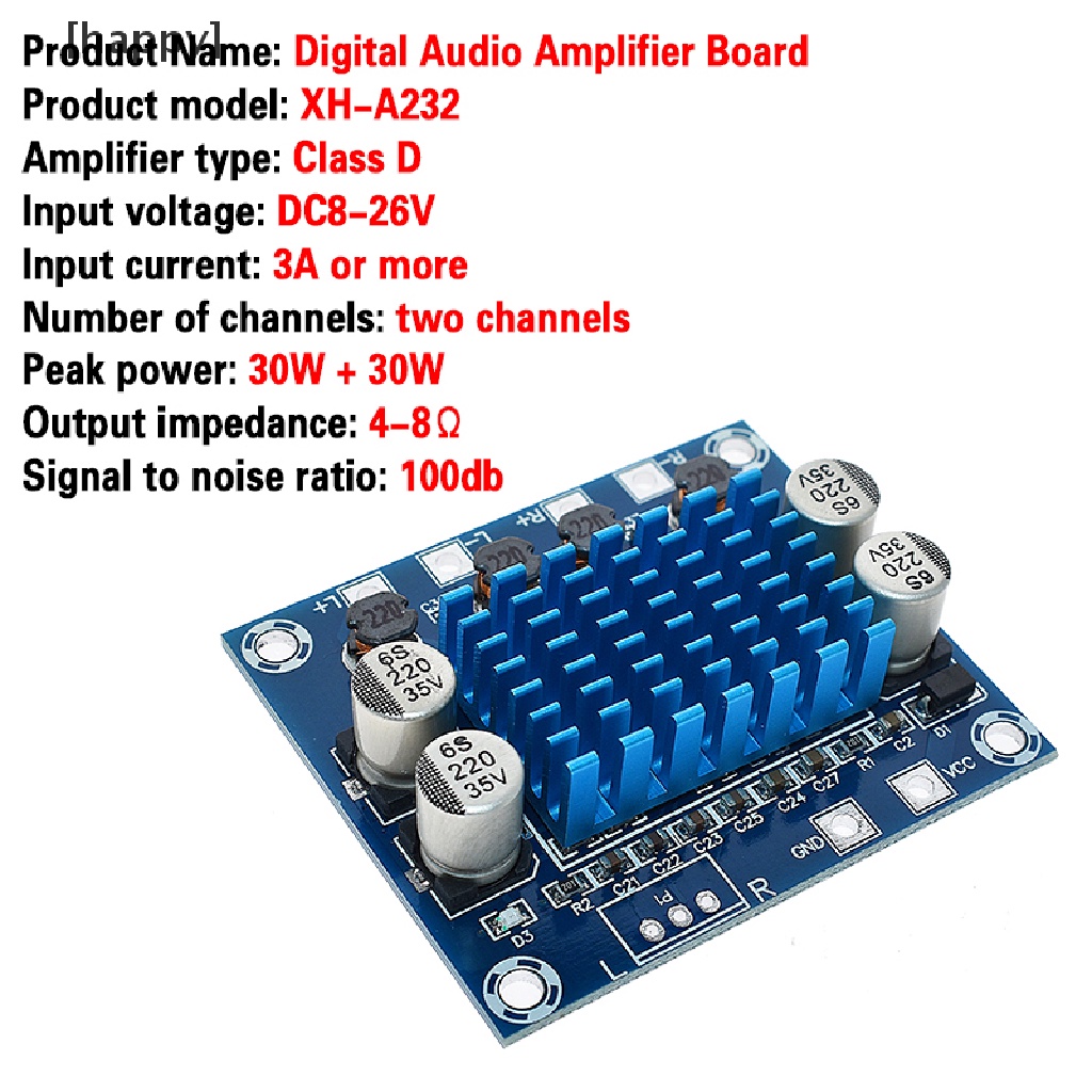 Ha Tpa3110 Xh-A232 Papan Power Amplifier Audio Stereo Digital 2.0 Channel 30w + 30w