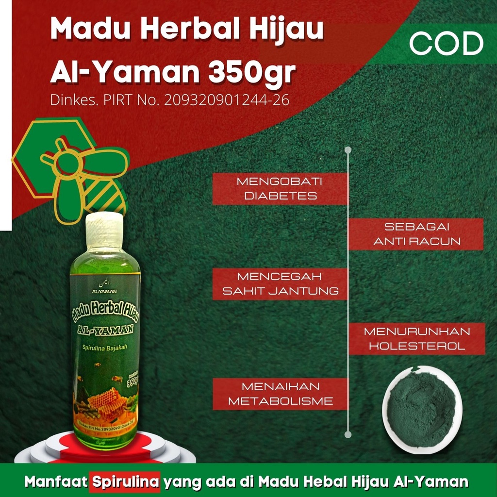 Madu Herbal green honey Madu Herbal Hijau Spirulina Bajakah Untuk Penyakit Maag asam lambung dan gred madu herbal hijau untuk masalah di lambung