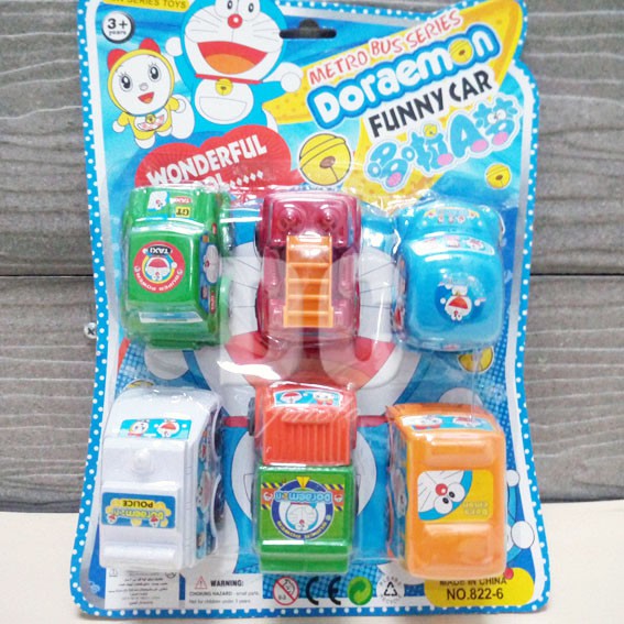 Doraemon Funny Car Set 6in1 Mainan Mobil Doraemon Metro Bus