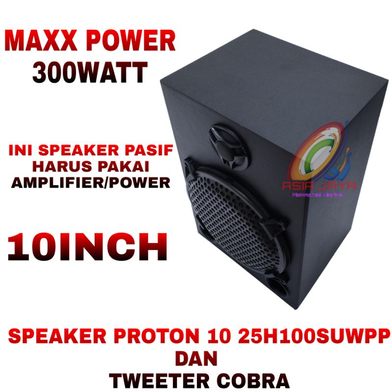 Paket Combo Speaker Proton 10 25H100SUWPP plus Box 10 Inch Panjang Dan Tweeter Cobra