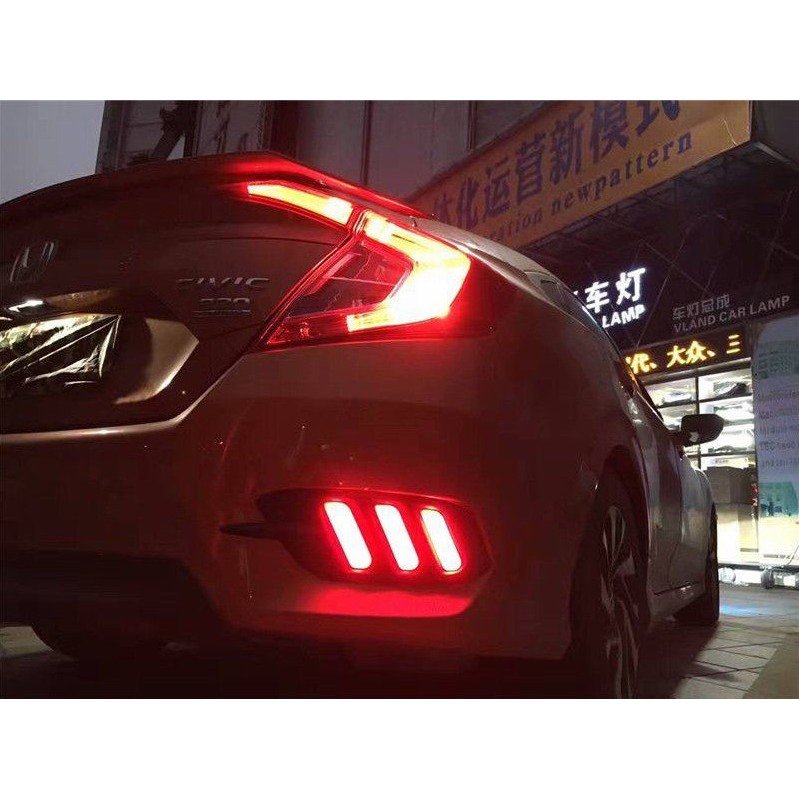 LED Rear Bumper Reflector Civic Turbo 2016 Mustang Style