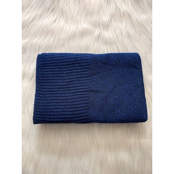 PASMINA RAJUT GLITTER PREMIUM/ PASHMINA RAJUT GLITTER/ HIJAB RAJUT GLITTER/ cocok tuk pengantin dan acara formal-NAVY