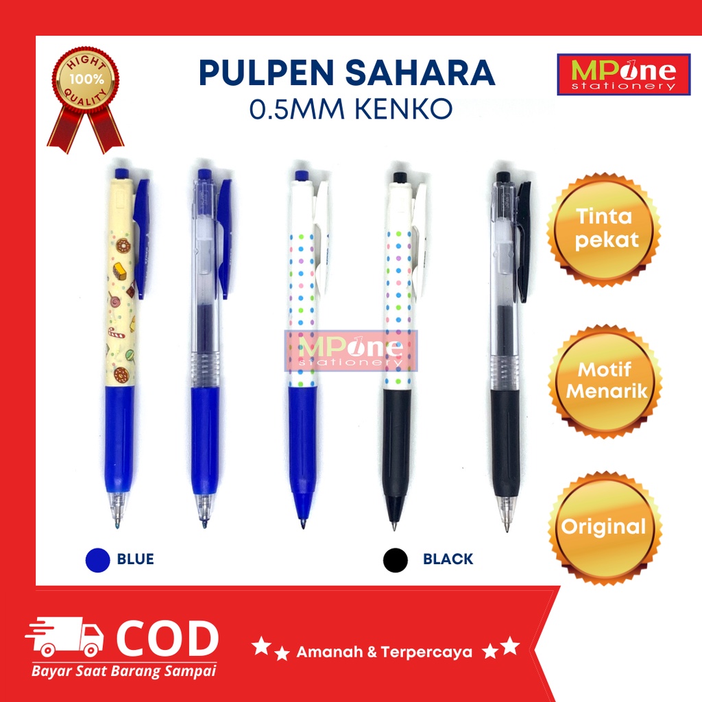 Pulpen Sahara 0.5 / Pulpen Sahara Tinta Hitam / Pulpen Sahara Tinta Biru