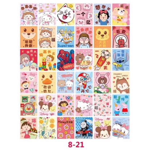 

angpao imlek/stitch/mickey/minnie/donald/doraemon/animal/panda/thomas