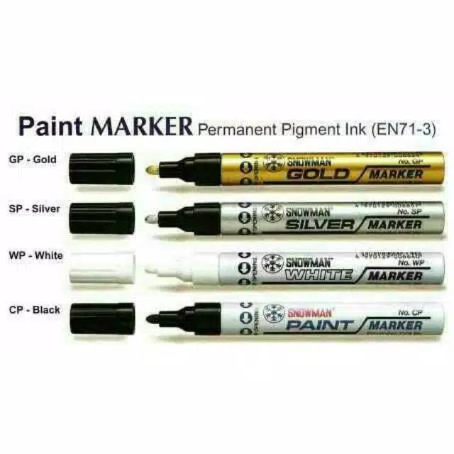 

Spidol Snowman paint Marker permanen Silver,Gold & White uk.besar & kecil