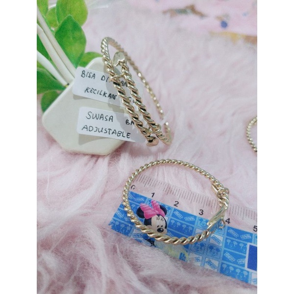 Gelang Ulir Swasa Persis Emas asli Allsize (Adjustable) Bisa dibesarkan di kecilkan Awet dan Anti iritasi