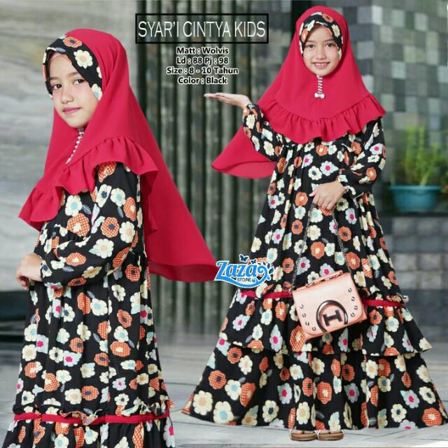 Restock Stock Terbatass  Gamis syari anak anak Cintya Syari Kids, matt Wolfis