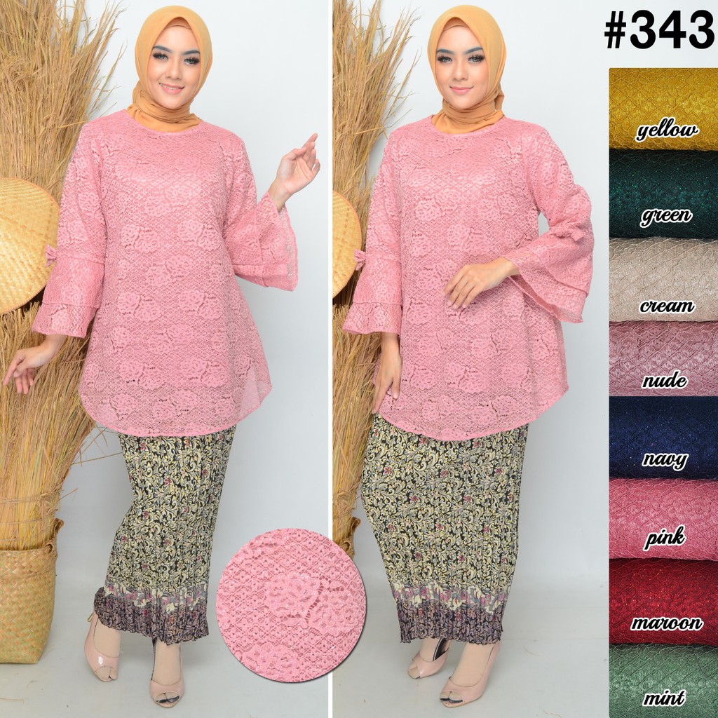 hazzel001 343 Atasan Brokat Jumbo XXL / Atasan Muslim Fashion Wanita