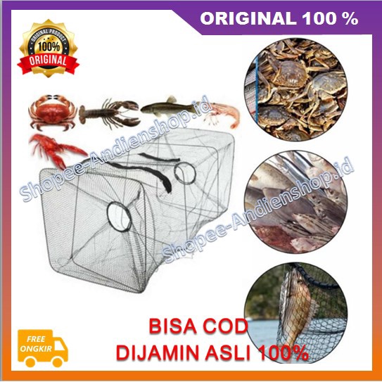 Bubu Ikan Lipat Bentuk Kotak Perangkap Ikan Udang Kepiting Lobster 100% ASLI