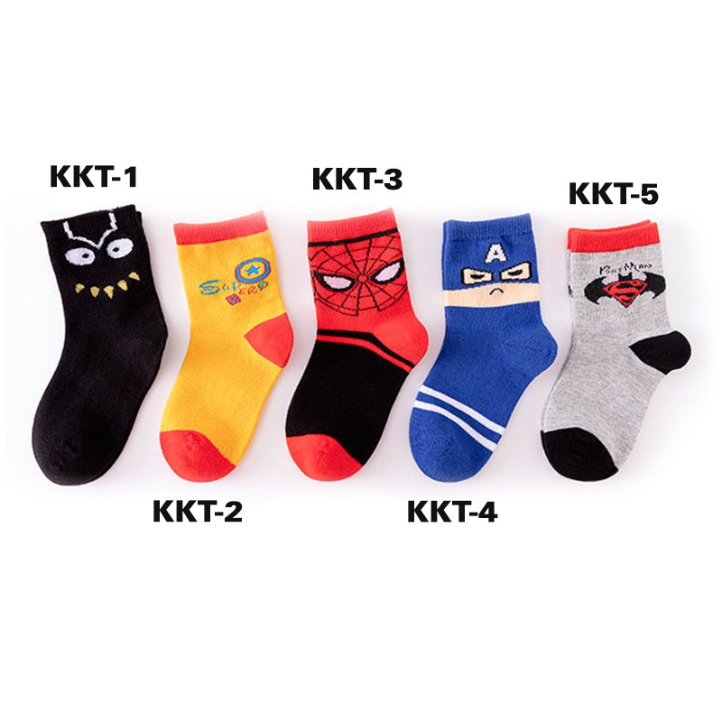 KAOS KAKI ANAK LAKI LAKI KARAKTER AVENGER SUPERHERO SPIDERMAN BAHAN TEBAL ELASTIS KKT