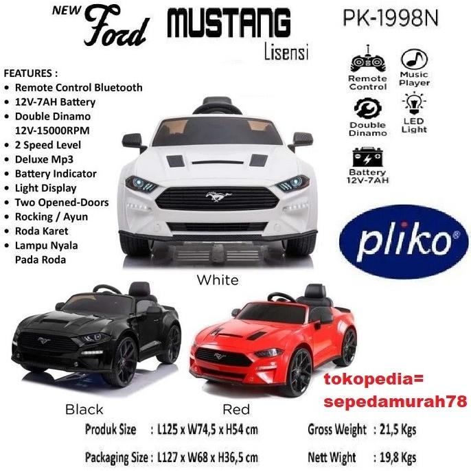 Mobil Aki Mainan Anak Pliko Pk 1998 New Ford Mustang Remote Control Bebenshoop