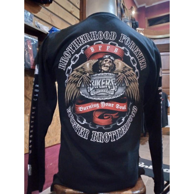 Jual Kaos Motor Bikers Hitam Tangan Panjang Pria Brotherhood Mc ...