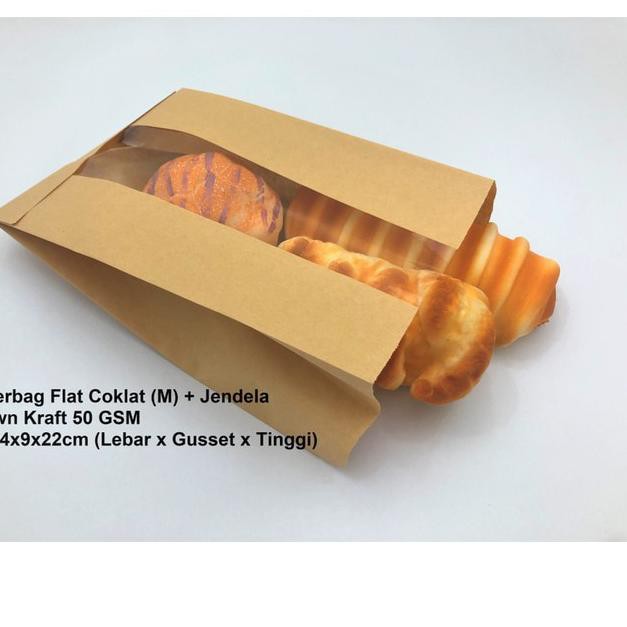 

PALING LARIS Paperbag kantong kertas coklat 14x9x22 (M)+ jendela. Bakery roti kue TERBARU