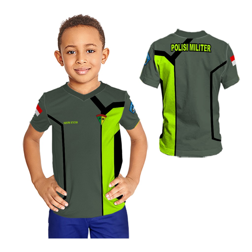 POLISI MILITER - Baju jersey kaos PM anak printing fullprint