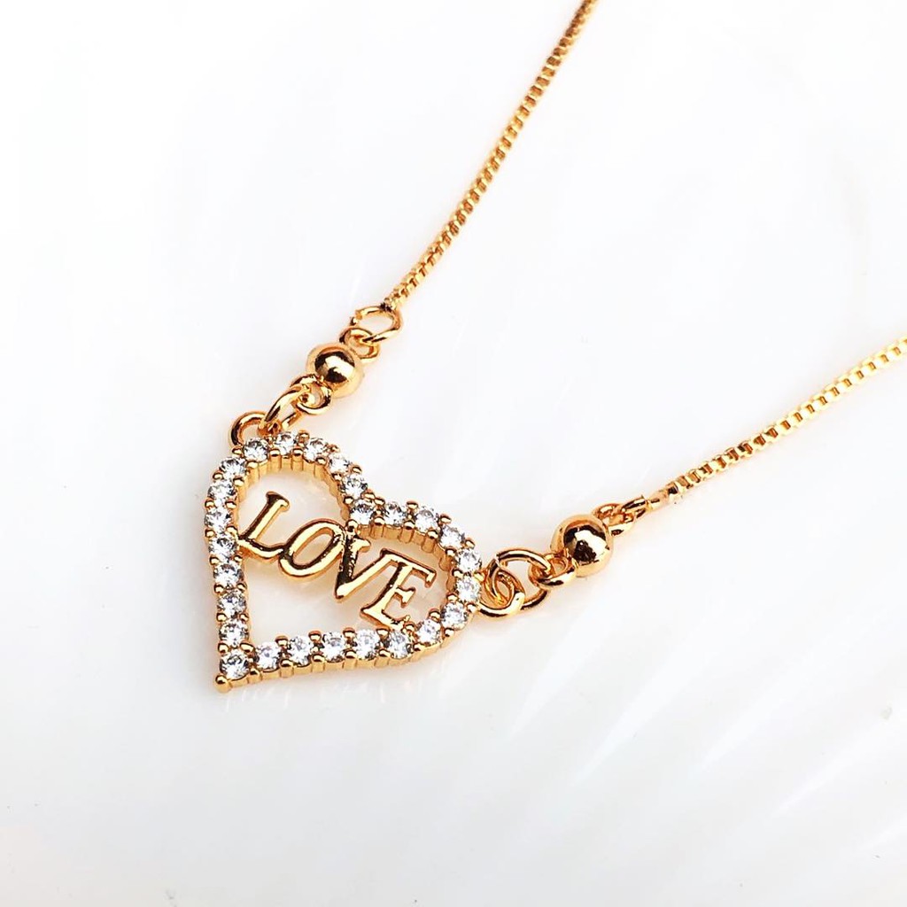 [Ready Stock] Kalung wanita gaya korea love diamond fashion aksesoris  Acc002