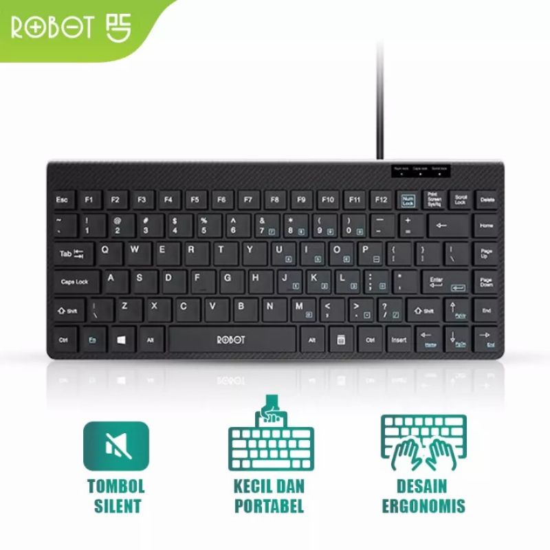 GARANSI SETAHUN WIRED KEYBOARD ROBOT RK10 USB ULTRA THIN TOMBOL SILENT