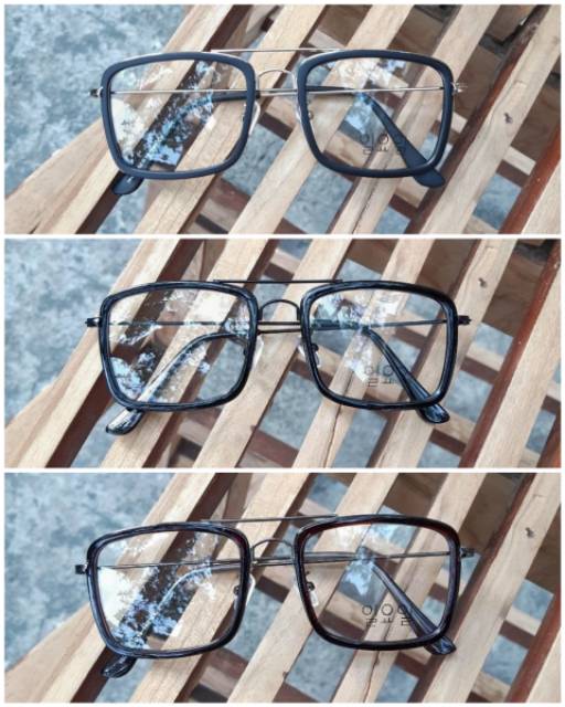 Promo ! | Frame Kacamata Korea Minho Kotak Besi lensa antiradiasi UV Bluray Photochromic Vintage