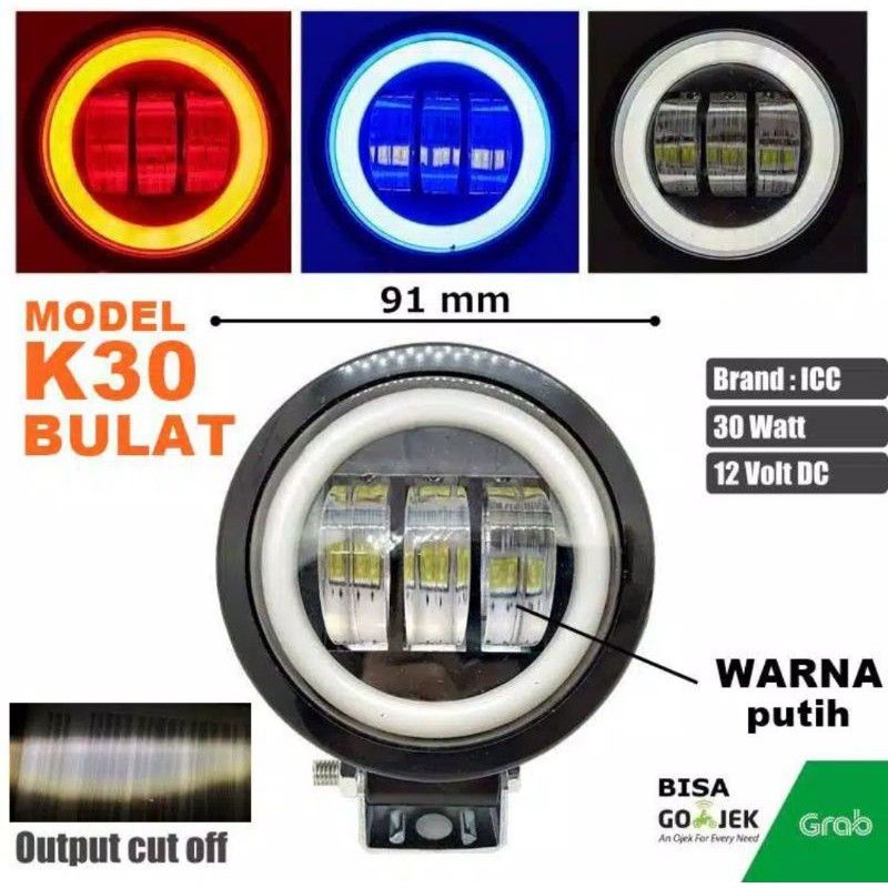 Lampu Tembak Jeep K30 Lampu tembak Daymaker K30 3 mata 30 watt Bulat lampu sorot K30 led Cwl S.2344