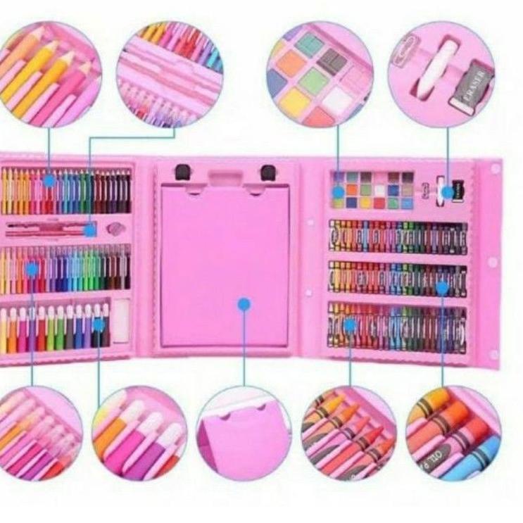 

⸨BaG ♞⸩ Art set isi 150pics pensil warna set anak crayon full set alat lukis ||Barang branded