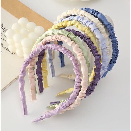 Bando Kerut Scrunchie Korea Bando Kerut Satin Viral Warna Warni