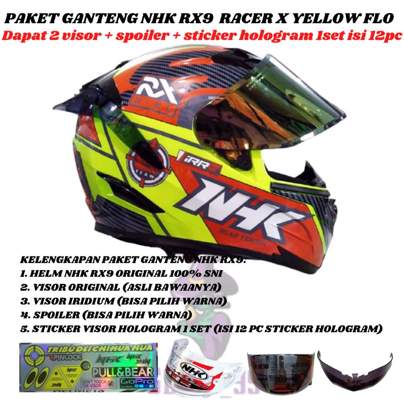 PAKET GANTENG HELM NHK RX9 ALL VARIAN TERMURAH-G.RACER YELLOW FLO