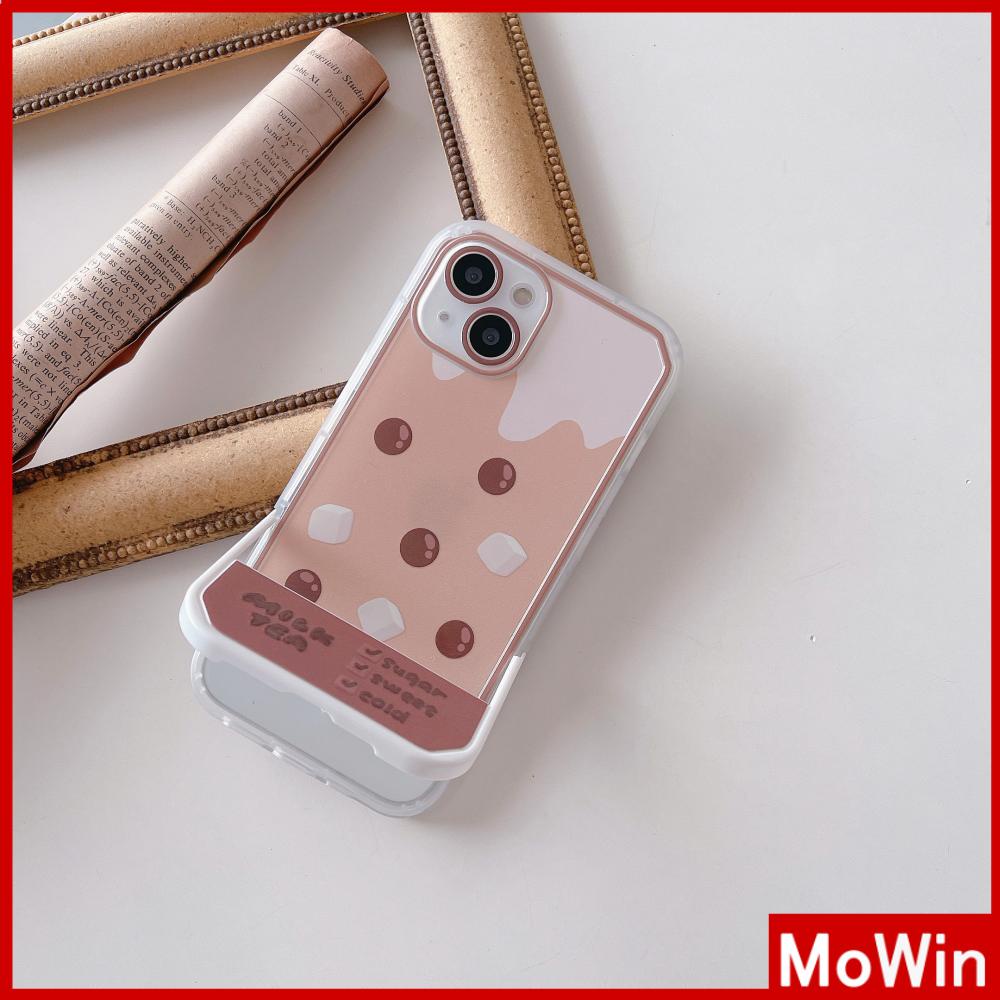 iPhone Case Acrylic Invisible Folding Stand Silicone Soft Case Shockproof Camera Cover Brown Pearl Milk Tea Compatible For iPhone 11 Pro Max 13 Pro Max 12 Pro Max 7Plus xr XS Max