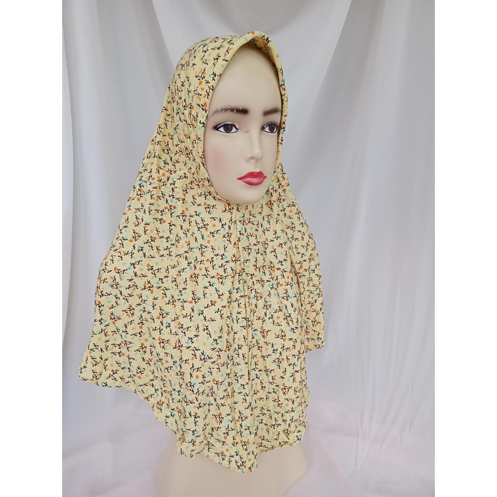 JUAL MURAH DEFECT SALE Kerudung bergo hijab jilbab instan serut jokowi motif bunga kecil cerah