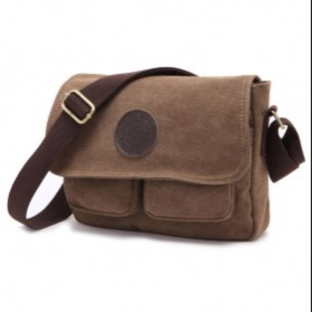 Tas Selempang Messenger Bag Bahan Canvas - Tas sekolah - Tas kuliah - Tas kantor