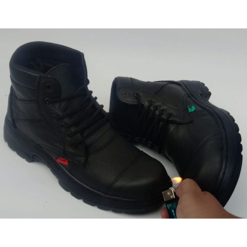 sepatu kulit asli sepatu boot sepatu pria ujung besi asli kulit safety boot  cibaduyut