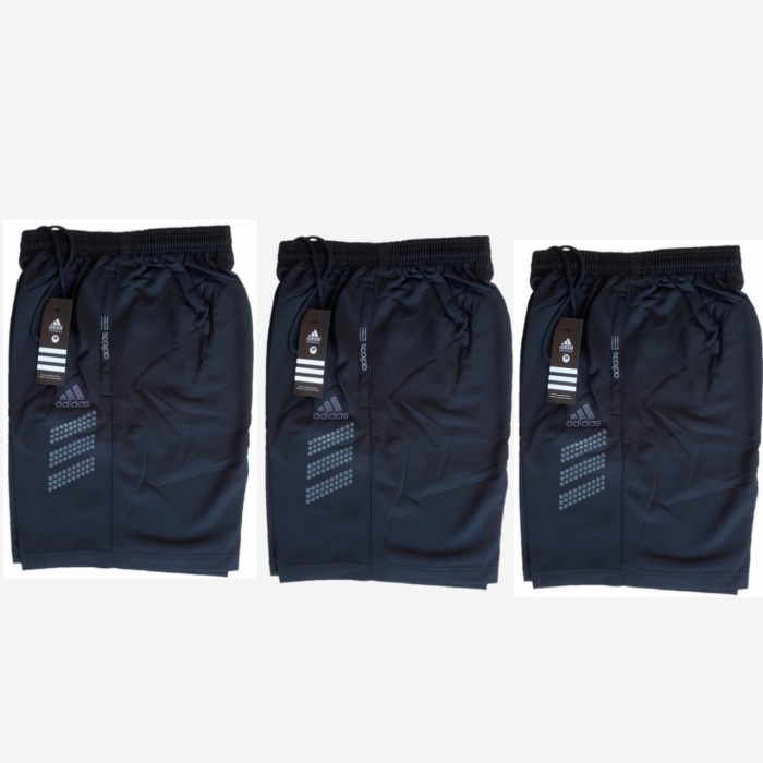 PRIA-LARI-CELANA- (3 PCS) CELANA PENDEK PRIA OLAHRAGA LARI GYM RUNNING ADIDAS BLACK - M -CELANA-