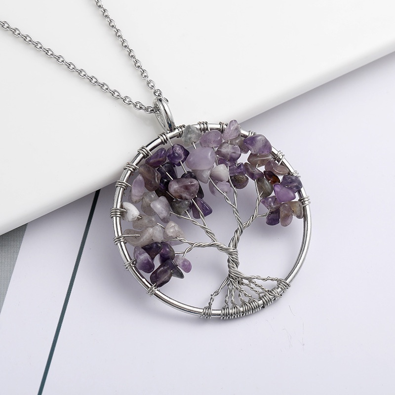 Kalung Liontin Pohon Kehidupan 7 Chakra Handmade Untuk Wanita