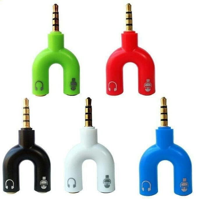 Audio Splitter Jack 3.5mm to dual female U Shape 2in1 (Mic &amp; Audio)