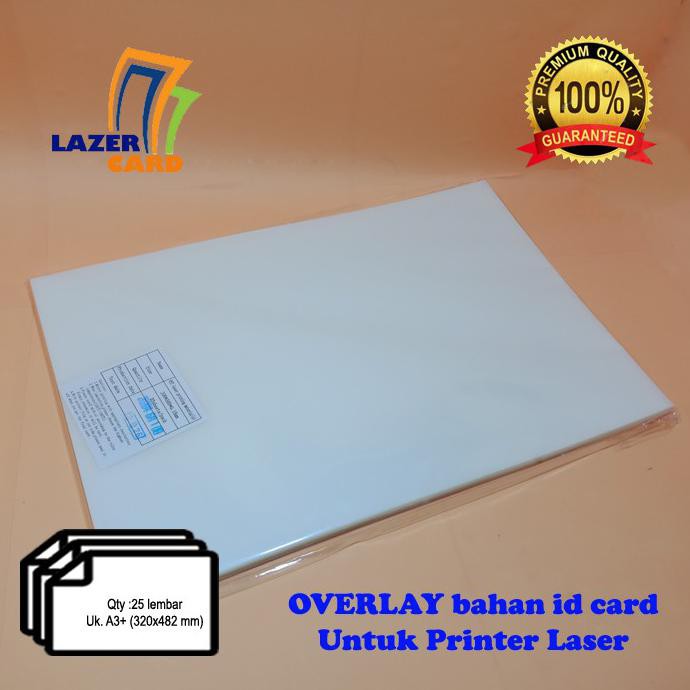 

✨BISA COD✨ BAHAN PVC ID CARD 25 lembar - Overlay (UNTUK LASER PRINTER) A3+