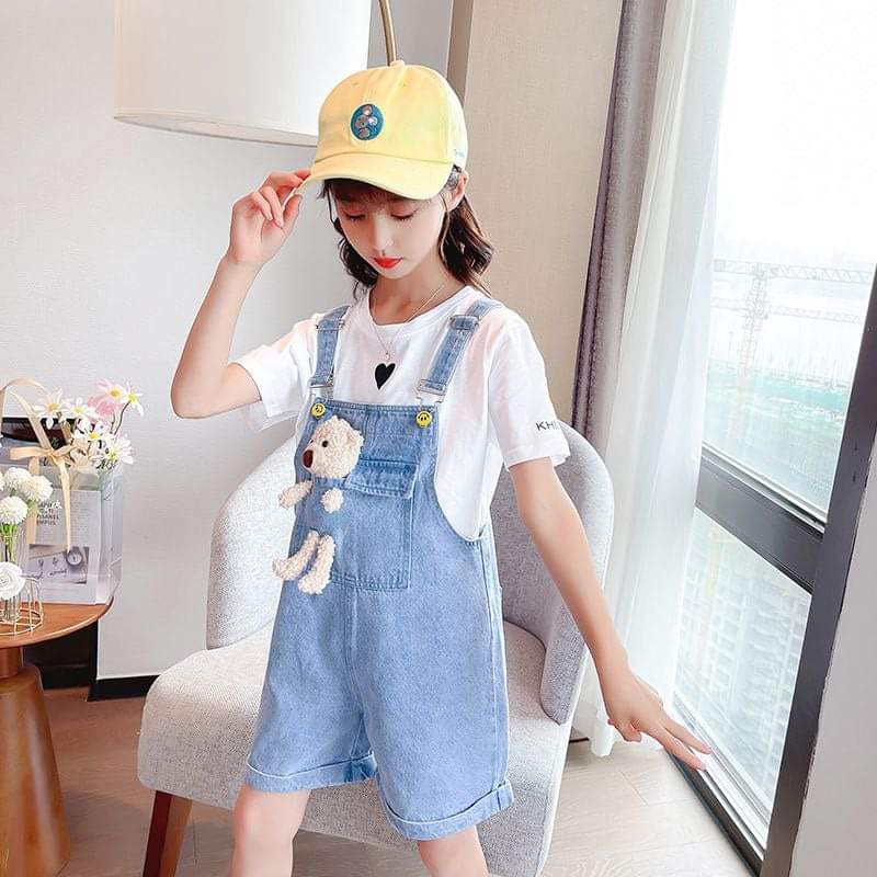 Setelan Overall Celana Anak Perempuan Love Bear