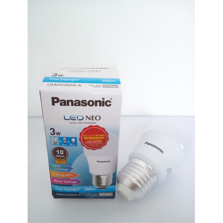 Lampu Panasonic LED Bohlam NEO 3 W Watt 3W 3Watt Putih Cool Daylight