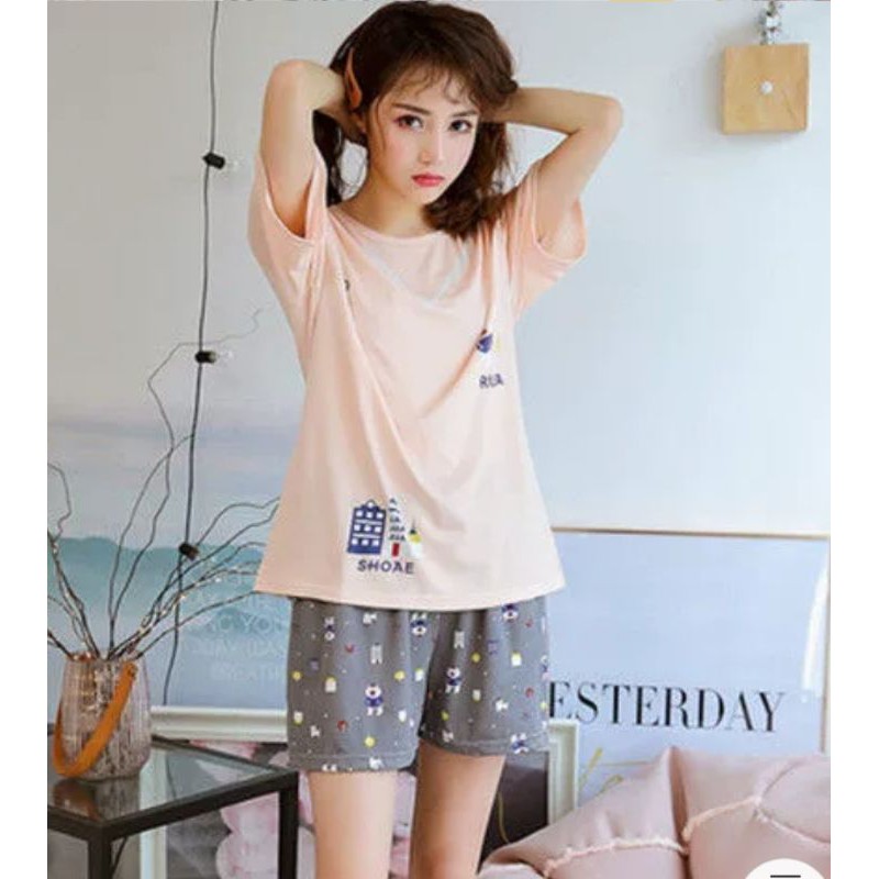 Baju tidur hotpants wanita bahan spandek import