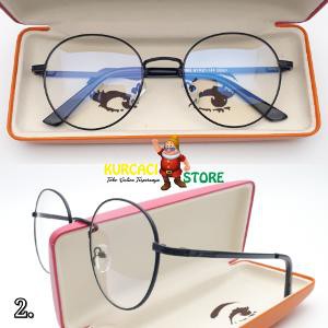 PAKET FRAME FREE LENSA MINUS   Kacamata Frame Pria Wanita Gm Gentle Monster Johnson 2963 Besi Bulat