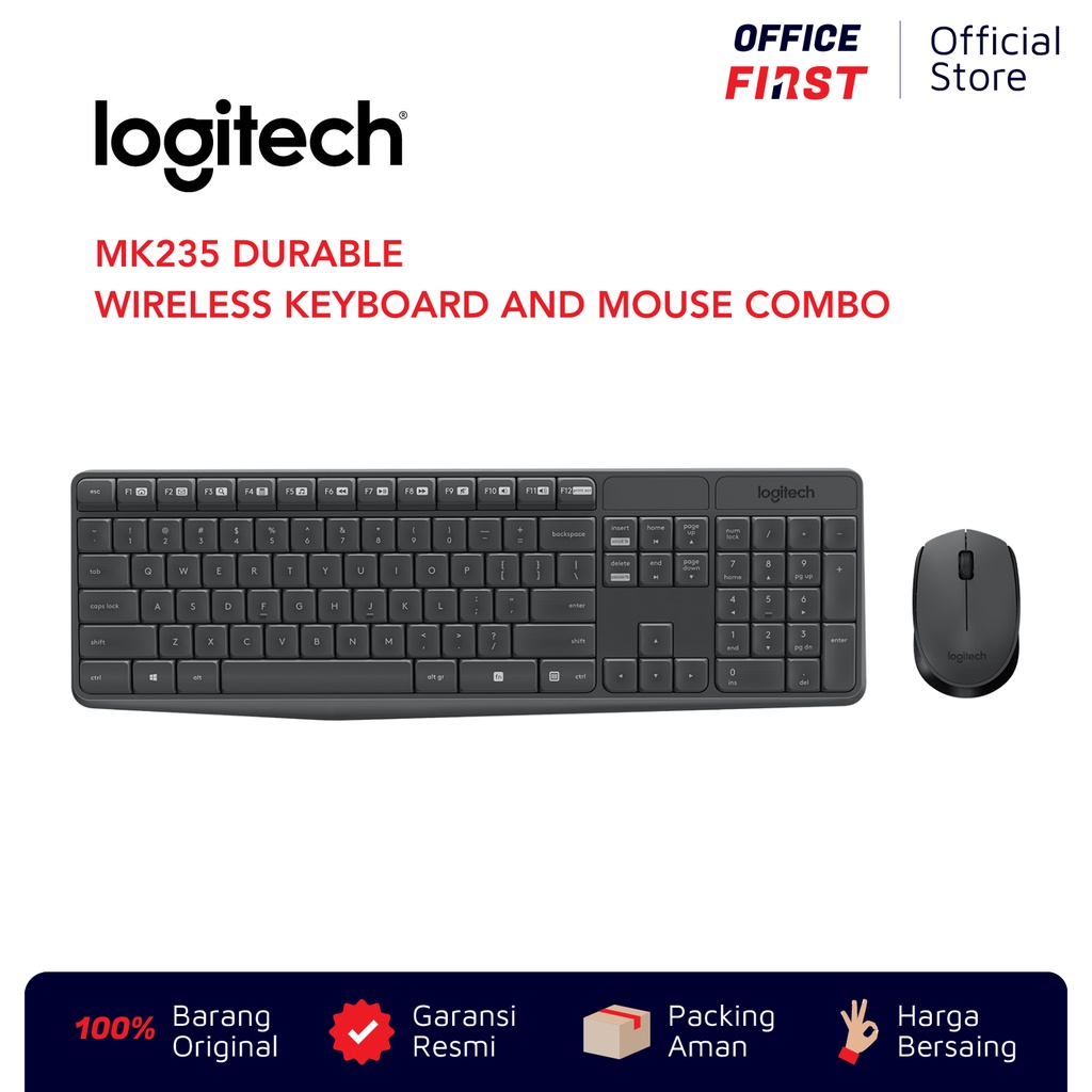 Logitech MK235 Durable Wireless Keyboard Mouse Combo / USB MK 235