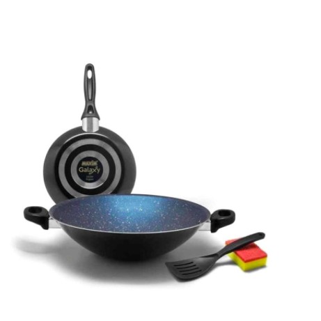 [ Maxim ] Alat Masak/ Penggorengan Maxim Galaxy 2 Set Wajan/ Wok [30 cm] + Fry Pan [22 cm] ORIGINAL