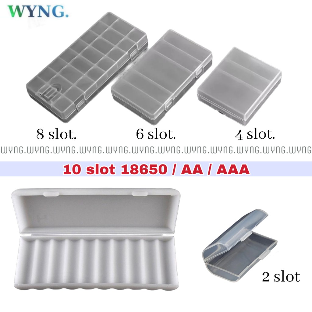 Tempat Penyimpanan Baterai 10 Slot 8 6 4 2 Sekat Baris Kotak Storage Case Box Battery AA AAA 18650 S